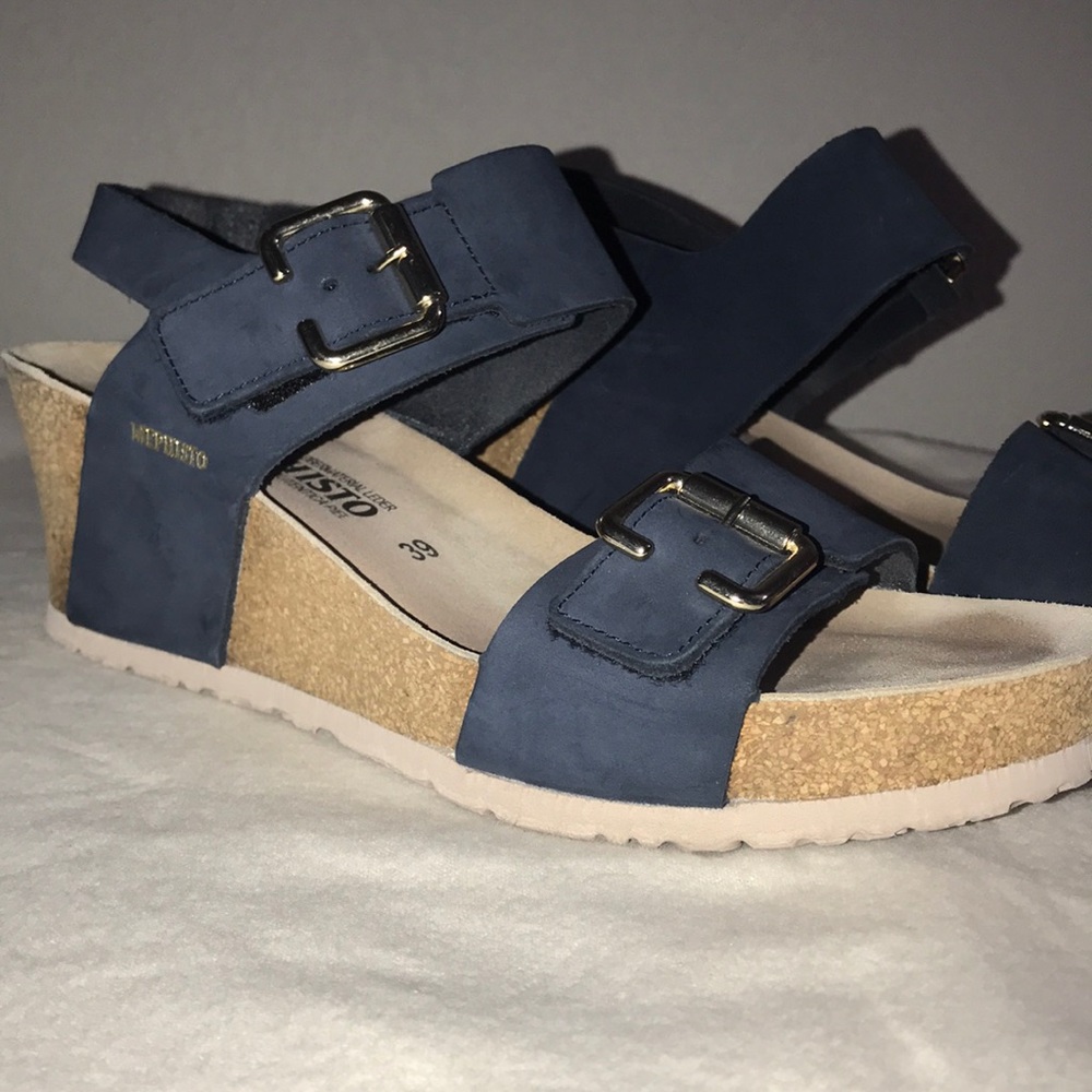 Mephisto- Lissandra Navy cork wedges